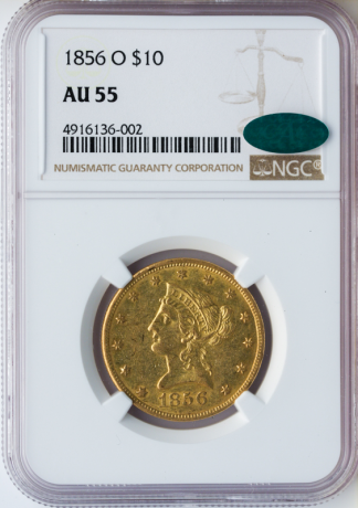 1856-O $10 Liberty NGC AU55 CAC 1856-O $10 Liberty NGC AU55 CAC