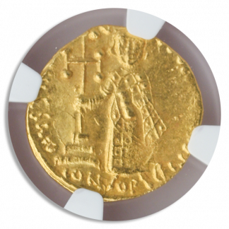 Byzantine Empire Justinian II AV Solidus Christ with Cross NGC MS Str:3 Srf:4 4.0g Byzantine Empire Justinian II AV Solidus Christ with Cross NGC MS Str:3 Srf:4 4.0g