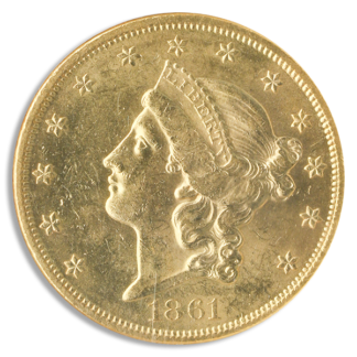 1861 $20 Liberty S.S. Republic NGC MS60 CAC 1861 $20 Liberty S.S. Republic NGC MS60 CAC