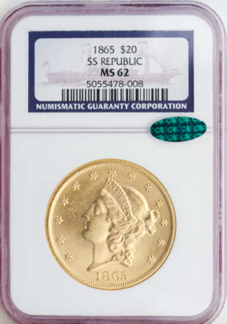 1865 $20 Liberty S.S. Republic NGC MS62 CAC 1865 $20 Liberty S.S. Republic NGC MS62 CAC