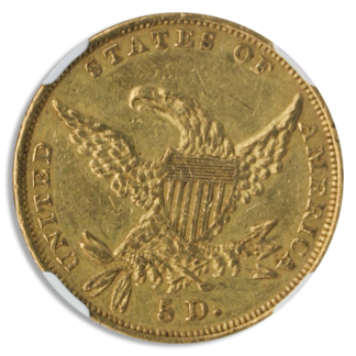 1834 $5 Classic Plain 4 NGC AU53 CAC 1834 $5 Classic Plain 4 NGC AU53 CAC