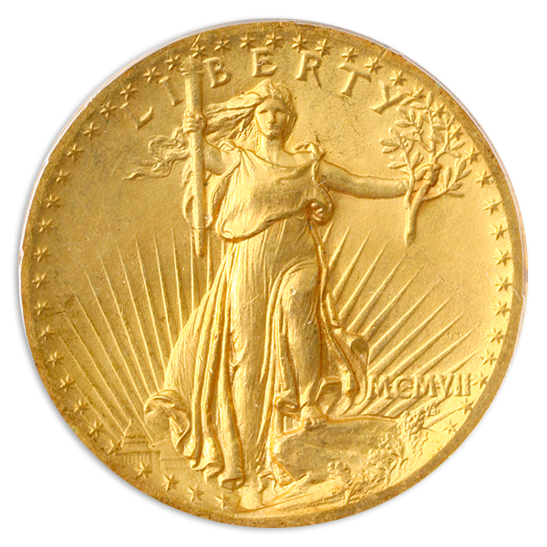1907 $20 Saint Gaudens Wire Edge High Relief PCGS MS64 CAC