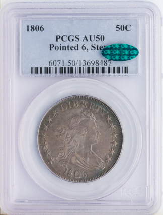 1806 Draped Bust Half Pointed 6 PCGS AU50 CAC 1806 Draped Bust Half Pointed 6 PCGS AU50 CAC