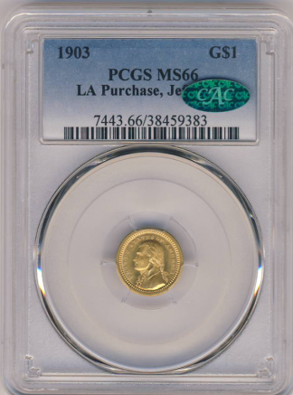 1903 $1 Gold LA Purchase Commemorative PCGS MS66 CAC 1903 $1 Gold LA Purchase Commemorative PCGS MS66 CAC