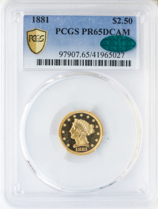 1881 $2.50 Liberty PCGS PR65 Deep Cameo CAC 1881 $2.50 Liberty PCGS PR65 Deep Cameo CAC