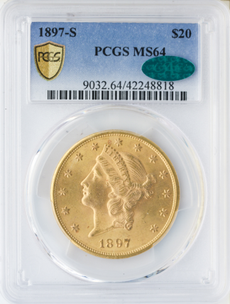 1897-S $20 Liberty PCGS MS64 CAC 1897-S $20 Liberty PCGS MS64 CAC