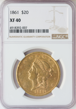 1861 $20 Liberty NGC XF40