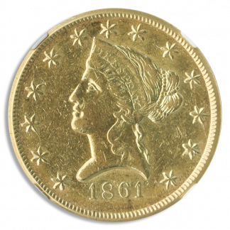 1861 $10 Clark Gruber Colorado Territorial NGC AU50