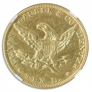 1861 $10 Clark Gruber Colorado Territorial NGC AU50