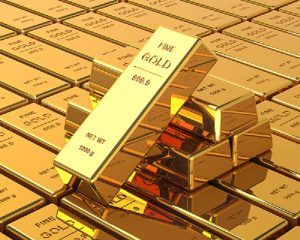 Big Set of Gold bars. Close up Image