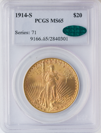 1914-S $20 Saint Gaudens PCGS MS65 CAC