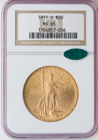 1911-D $20 Saint Gaudens NGC MS65 CAC 1911-D $20 Saint Gaudens NGC MS65 CAC