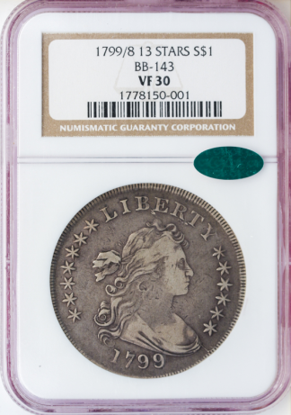 1799/8 Draped Bust 13 Star $1 PCGS VF30 CAC 1799/8 Draped Bust 13 Star $1 PCGS VF30 CAC