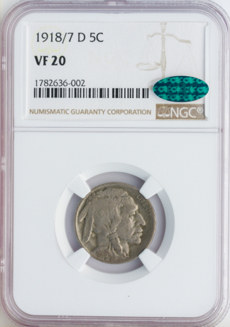 1918/17 Buffalo Nickel NGC VF20 CAC 1918/17 Buffalo Nickel NGC VF20 CAC