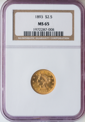 1893 $2 1/2 Liberty NGC MS65 1893 $2 1/2 Liberty NGC MS65