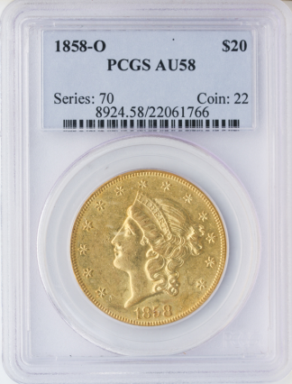 1858-O $20 Liberty PCGS AU58