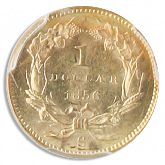 1856-S Gold $1 Type II SSCA POD PCGS MS62 + 1856-S Gold $1 Type II SSCA POD PCGS MS62 +