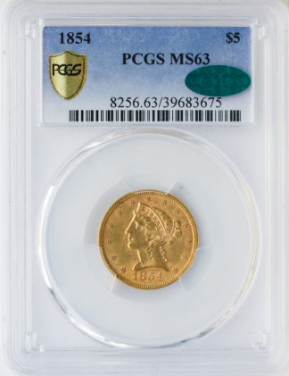 1854 $5 Liberty PCGS MS63 CAC