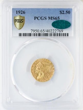 1926 $2 1/2 Indian PCGS MS65 CAC 1926 $2 1/2 Indian PCGS MS65 CAC