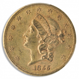 1855-S $20 Liberty PCGS AU58 CAC 1855-S $20 Liberty PCGS AU58 CAC