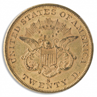 1855-S $20 Liberty PCGS AU58 CAC 1855-S $20 Liberty PCGS AU58 CAC
