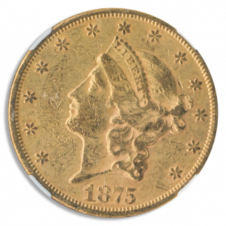 1875 $20 Liberty NGC AU55 CAC 1875 $20 Liberty NGC AU55 CAC