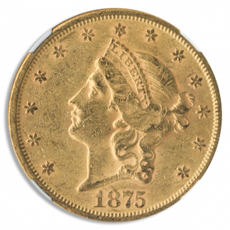 1875-S $20 Libertry NGC AU55 CAC