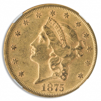1875-S $20 Libertry NGC AU55 CAC 1875-S $20 Libertry NGC AU55 CAC