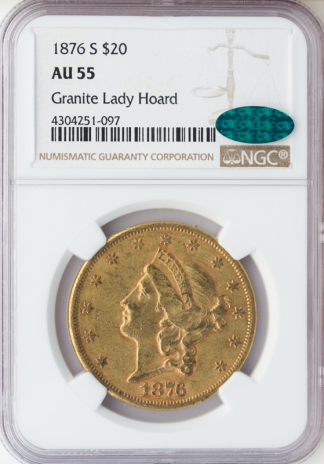 1876-S $20 Liberty NGC AU55 CAC 1876-S $20 Liberty NGC AU55 CAC