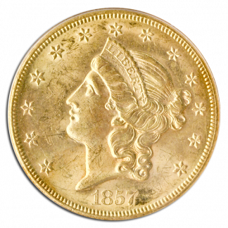 1857-S $20 Liberty SSCA PCGS AU58 1857-S $20 Liberty SSCA PCGS AU58