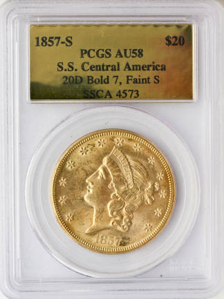 1857-S $20 Liberty SSCA PCGS AU58
