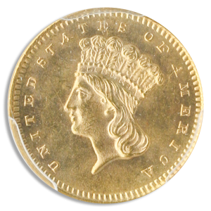 1870-S Gold $1 Type 3 PCGS MS64 CAC+