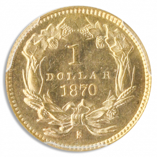 1870-S Gold $1 Type 3 PCGS MS64 CAC+ 1870-S Gold $1 Type 3 PCGS MS64 CAC+