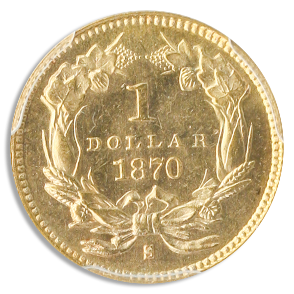 1870-S Gold $1 Type 3 PCGS MS64 CAC+
