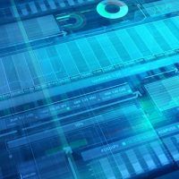 Blue abstract background with stock market infographics