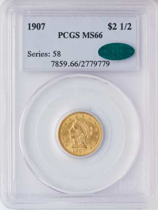 1907 $2 1/2 Liberty PCGS MS66 CAC 1907 $2 1/2 Liberty PCGS MS66 CAC