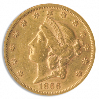 1866 $20 Liberty With Motto NGC AU50 CAC 1866 $20 Liberty With Motto NGC AU50 CAC