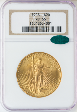 1928 $20 Saint Gaudens NGC MS66 CAC 1928 $20 Saint Gaudens NGC MS66 CAC