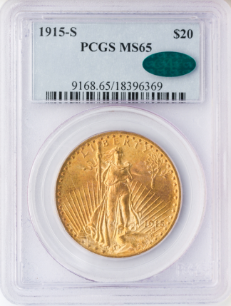 1915-S $20 Saint Gaudens Gold Coin PCGS MS65 CAC 1915-S $20 Saint Gaudens Gold Coin PCGS MS65 CAC