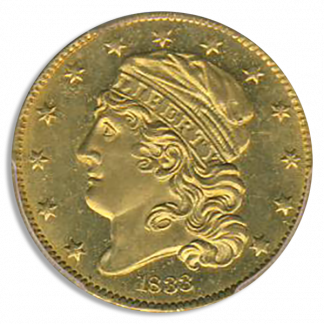 1833 $5 Capped Bust Small Date PCGS MS64 CAC + 1833 $5 Capped Bust Small Date PCGS MS64 CAC +