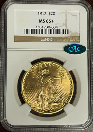 1912 $20 Saint Gaudens NGC MS65 CAC + 1912 $20 Saint Gaudens NGC MS65 CAC +