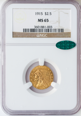 1915 $2.50 Indian NGC MS65 CAC 1915 $2.50 Indian NGC MS65 CAC