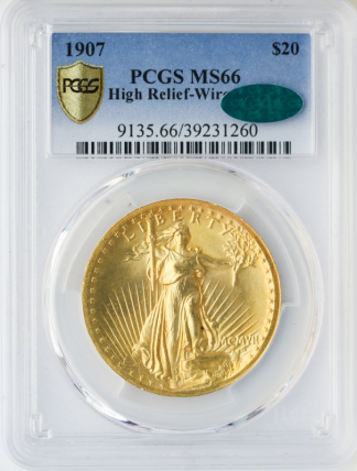 1907 $20 Saint Gaudens High Relief PCGS MS66 CAC