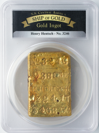 HENTSCH GLD BAR SSCA # 3246 PCGS24.17 oz..938 Fine $468.66 HENTSCH GLD BAR SSCA # 3246 PCGS24.17 oz..938 Fine $468.66
