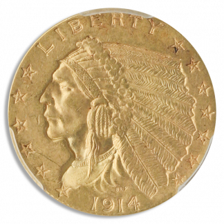 1914 $2 1/2 Indian PCGS MS63 CAC 1914 $2 1/2 Indian PCGS MS63 CAC
