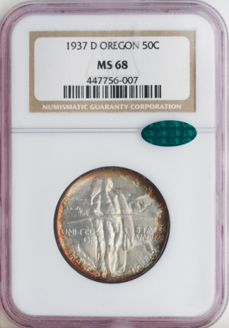 1937-D Oregon Trail Silver Commemorative NGC MS68 CAC 1937-D Oregon Trail Silver Commemorative NGC MS68 CAC