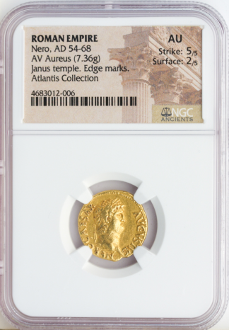 Roman Empire Nero Aureus NGC AU Str:5 Srf:2 Roman Empire Nero Aureus NGC AU Str:5 Srf:2