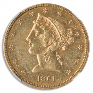 1861 $5 Liberty NGC AU58 CAC