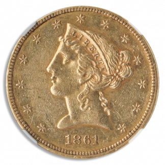 1861 $5 Liberty NGC AU58 CAC 1861 $5 Liberty NGC AU58 CAC