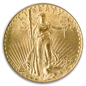 1908-D With Motto $20 Saint Gaudens PCGS MS64